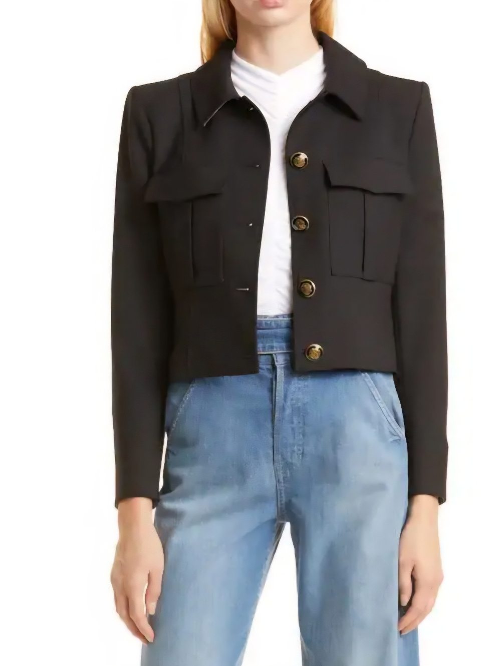 VERONICA BEARD | Fulham Black Cropped Military-Style Jacket | Size 2
